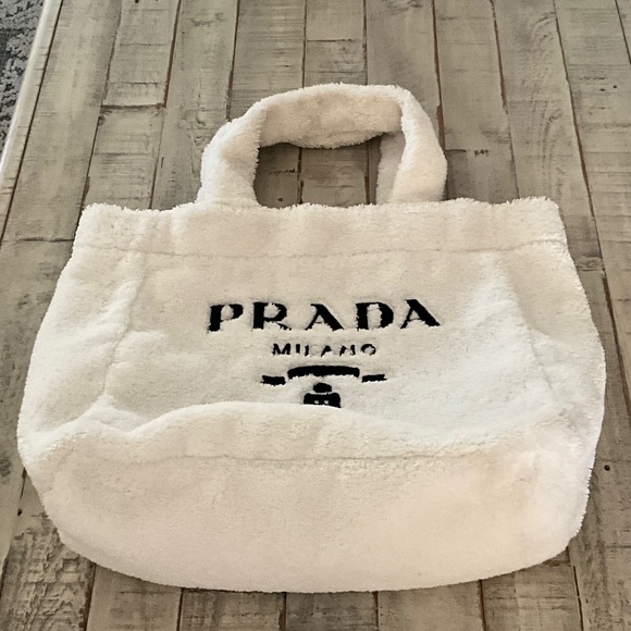 Prada Handbags - Prada White Fleece Tote Bag